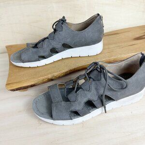 Adrienne‎ Vittadini Sport Peggie Wedge Sandals Grey 7.5